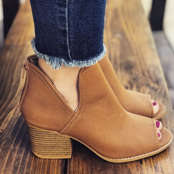 Vici Shoes - Tan Peep Toe Bootie
